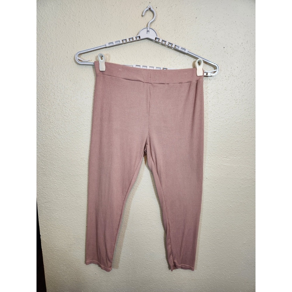SHEIN Curve Womens 4XL Mauve Pink Ribbed Knit High Waist Ankle Leggings
